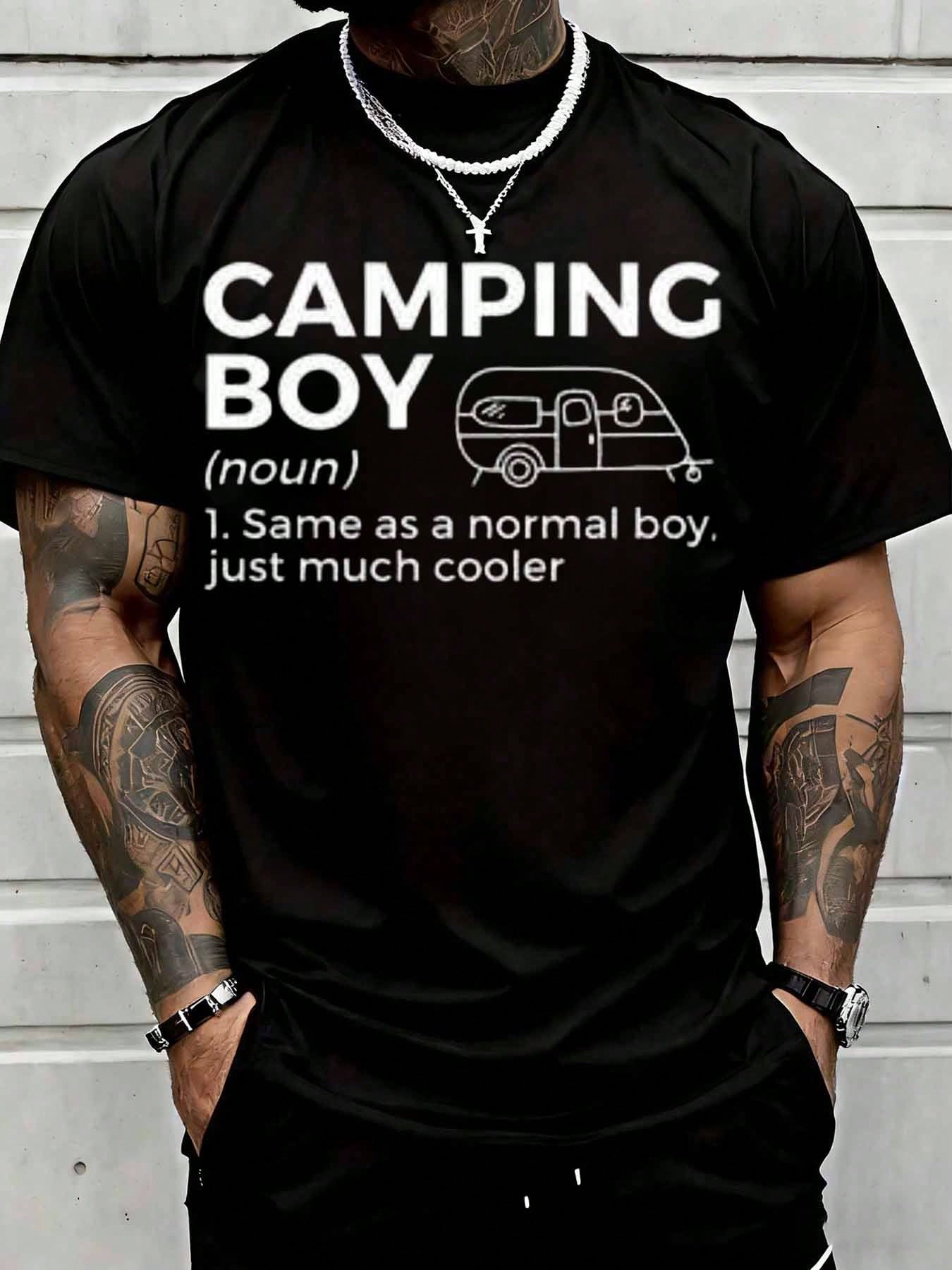 Outdoor Adventure Wear - Футболка с забавным принтом «Кемпинг-бой» для